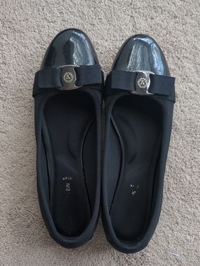 Black Ribbon Cap-Toe Ballet Flats - ANN AKLEIN